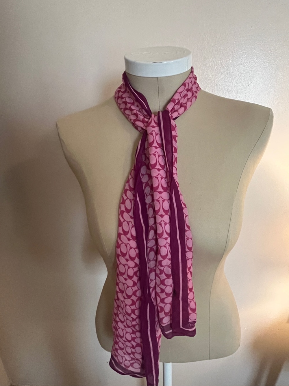 Coach signature c long silk scarf